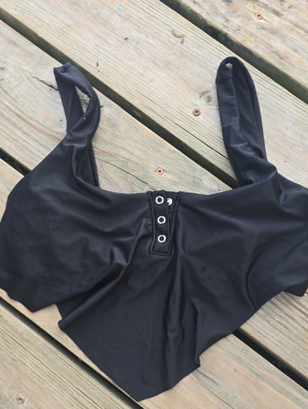 No Boundaries Black Scoop Swim Bikini Top with Eyelet Detail - Picture 10 of 10